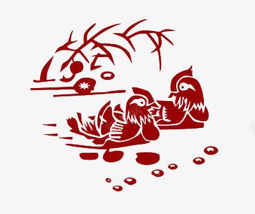 鸳鸯png免抠素材_新图网 https://ixintu.com 剪纸 情侣 爱情 红色 鸳鸯