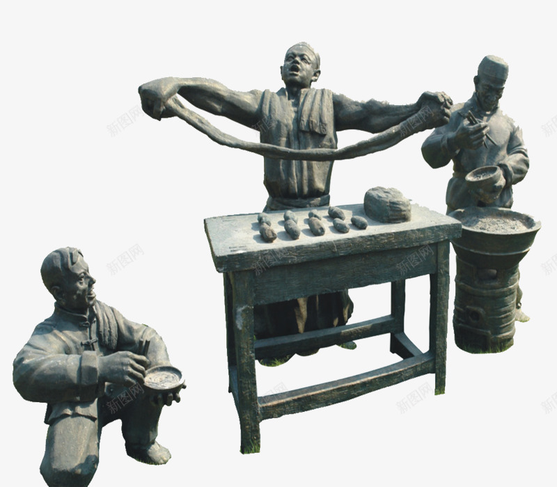石像麻辣小面的制作png免抠素材_新图网 https://ixintu.com 中华文化 拉面 文化遗产 石像 面团 麻辣小面 麻辣小面的制作