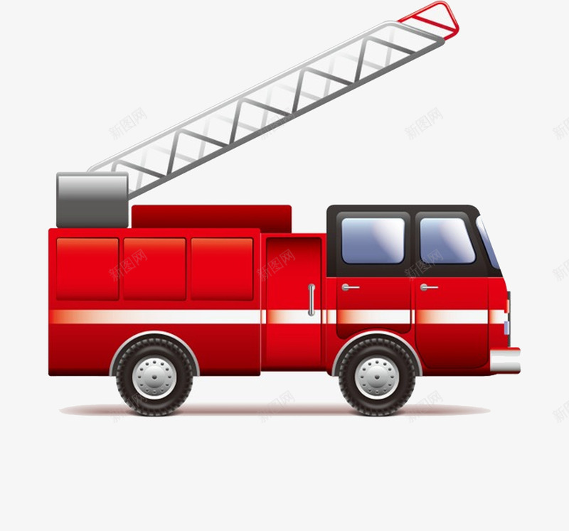 红色扁平消防车png免抠素材_新图网 https://ixintu.com 安全 扁平 消防车 灭火 红色