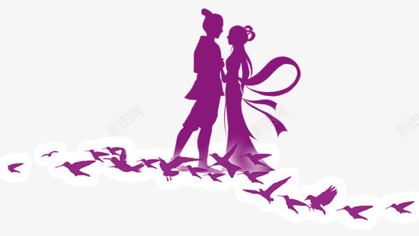 鹊桥上的情人png免抠素材_新图网 https://ixintu.com 七夕 喜鹊 牛郎织女