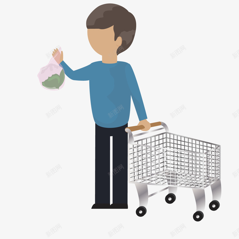 逛超市的男孩矢量图ai免抠素材_新图网 https://ixintu.com 卡通 男孩 超市 矢量图