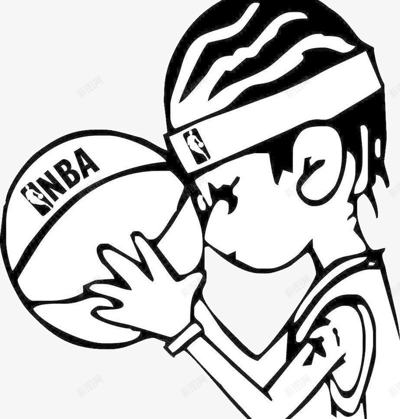 手绘nba卡通风格篮球运动员