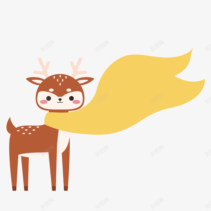 小鹿黄围巾动物矢量图ai免抠素材_新图网 https://ixintu.com 动物 卡通 小鹿 手绘 棕色小鹿 简单 黄色围巾 矢量图