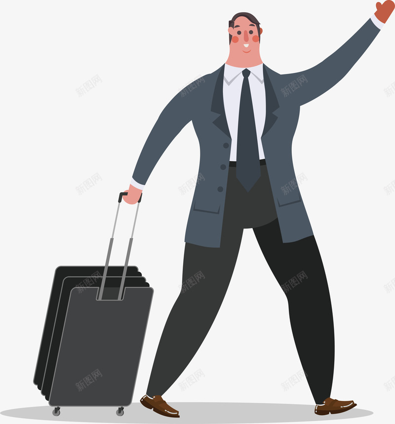 商务出差男人png免抠素材_新图网 https://ixintu.com 出差 卡通礼貌 商务出差 商务男 打招呼 旅游出差 矢量png