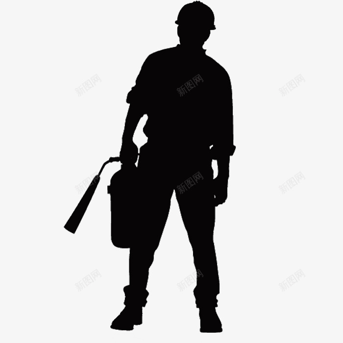 工人剪影png免抠素材_新图网 https://ixintu.com 安全帽 工人 工作 工作者 男人 黑色剪影