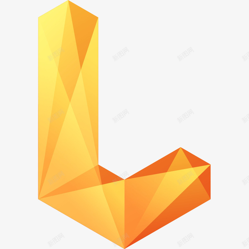 创意黄色钻石折纸几何拼接字母Lpng免抠素材_新图网 https://ixintu.com 几何拼接 创意 字母L 钻石折纸 黄色