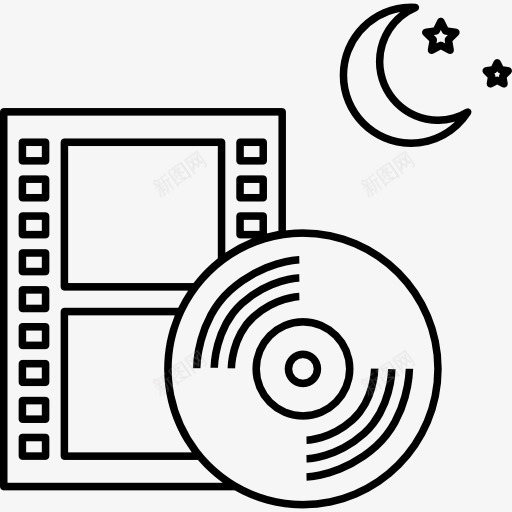 电影之夜图标png_新图网 https://ixintu.com DVD 半个月亮 夜 明星 电影 电影带