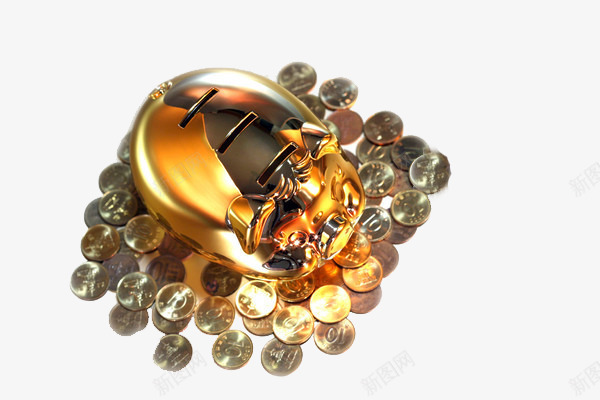 闪亮的小金猪和金币png免抠素材_新图网 https://ixintu.com 小金猪 金币 金钱 闪亮