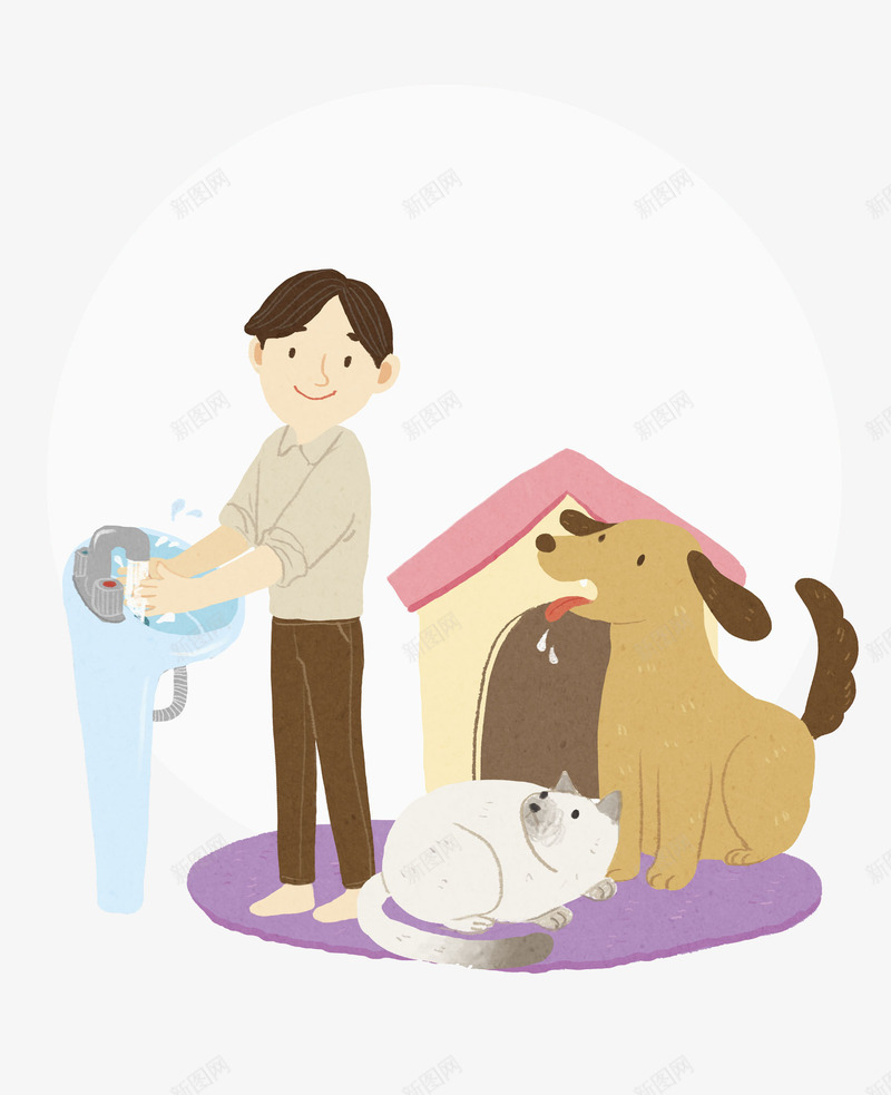 手绘男孩和宠物小狗png免抠素材_新图网 https://ixintu.com 人物 卡通 宠物 小狗 小猫 平面 房子 手绘 手部消毒 洗手 洗手宣传海报 男孩 矢量洗手图