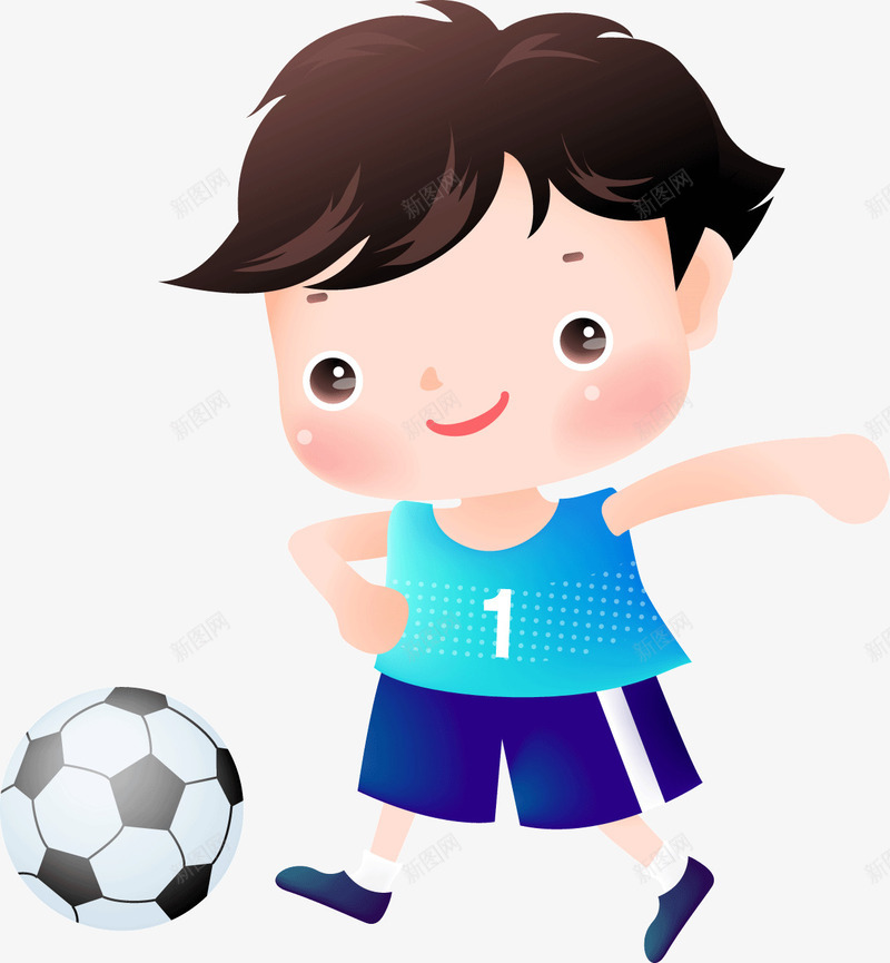 可爱萌娃踢足球png免抠素材_新图网 https://ixintu.com 儿童 可爱萌娃学习 娃娃 小盆友 教师节 教师节素材 萌娃