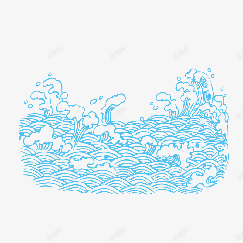 手绘创意大海波浪png免抠素材_新图网 https://ixintu.com png免抠图 中国风 创意 卡通 大海 手绘 波浪 海浪 猛烈 简约 蓝色 装饰