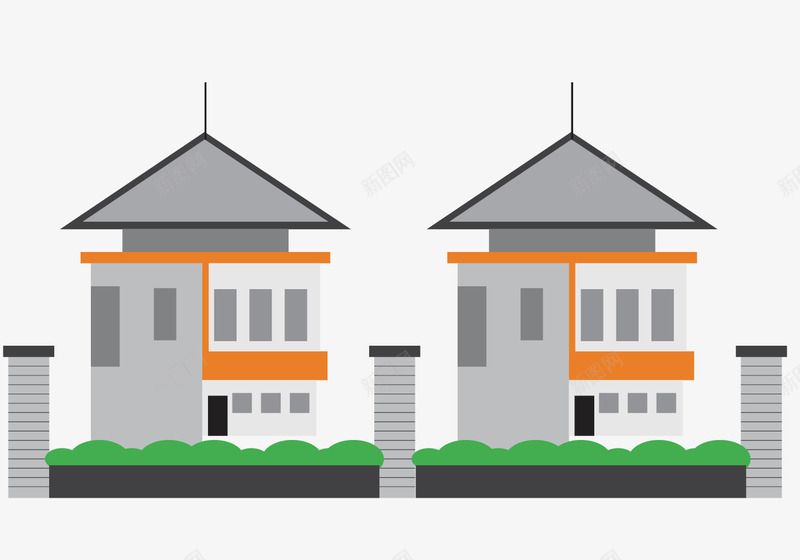 小区建筑png免抠素材_新图网 https://ixintu.com 免费素材 别墅 小区楼房 房子