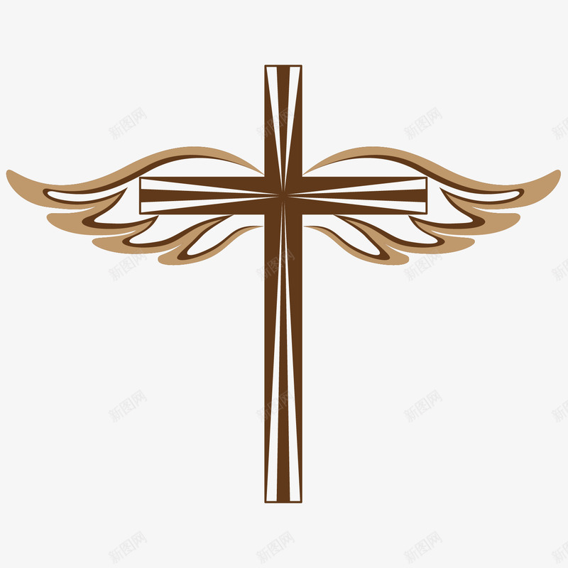 耶稣十字架装饰插画矢量图eps免抠素材_新图网 https://ixintu.com 上帝耶稣耶和华 十字架 天使翅膀 手绘 版画风格 矢量图 粗犷线条 耶稣 装饰插画