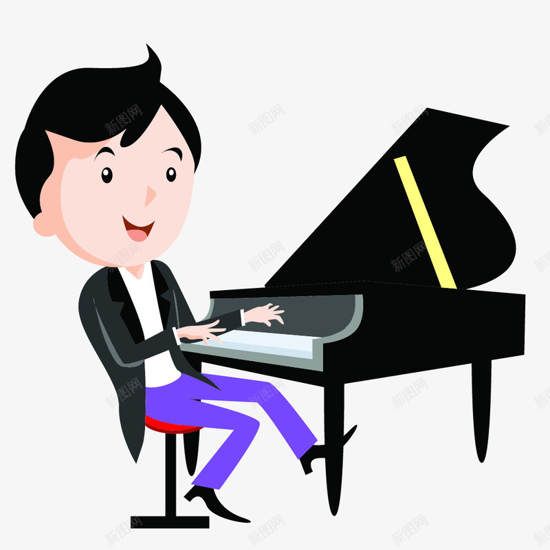 儿童乐器演奏矢量图eps免抠素材_新图网 https://ixintu.com 弹奏 男孩 钢琴 矢量图