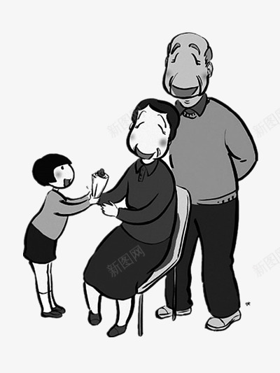孝敬长辈的男孩png免抠素材_新图网 https://ixintu.com 人物 卡通 灰色 灰色人像 简单