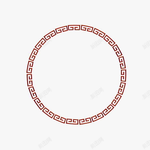 圆形边框png免抠素材_新图网 https://ixintu.com 中国元素 中国风框架 古风 如意花纹 红色