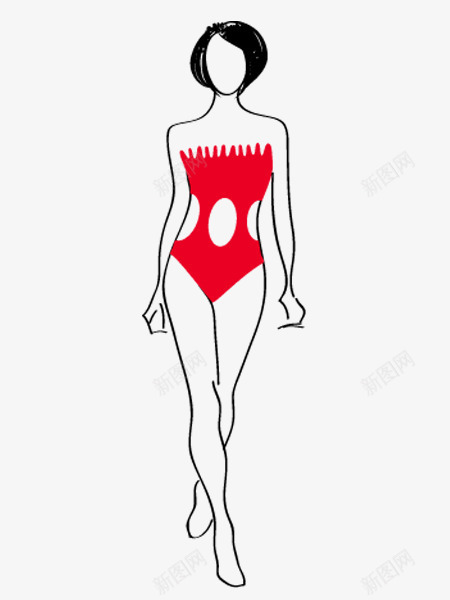 红色泳衣妹子png免抠素材_新图网 https://ixintu.com 人物设计 女子 女性 手绘女性 手绘少女 手绘美女 插画 时尚女孩 泳衣 知性女人 短发 红色 线条女人 速写 都市女人