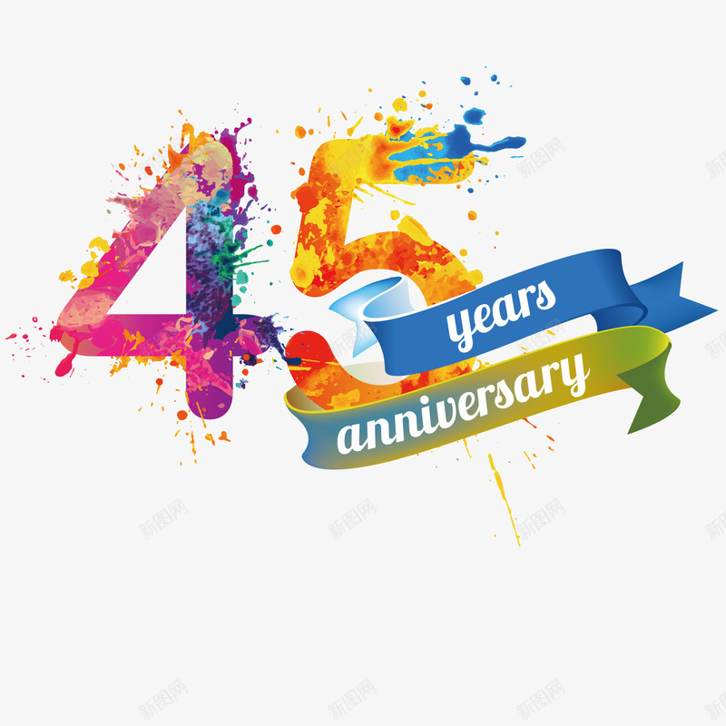 45周年庆典海报png免抠素材_新图网 https://ixintu.com 45周年 庆典 海报
