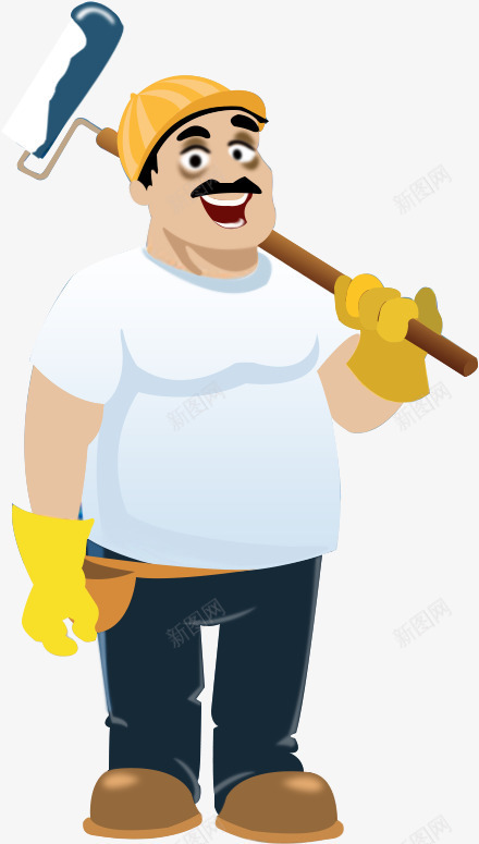 卡通手绘装修工人png免抠素材_新图网 https://ixintu.com 刷漆工 卡通工人 卡通手绘装修工人 工人 工人作业 粉刷匠