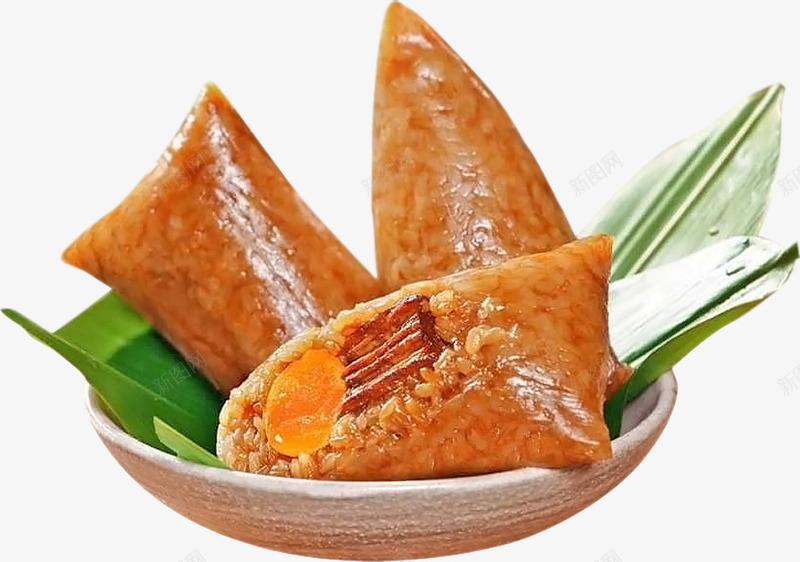 端午节蛋黄肉粽子png免抠素材_新图网 https://ixintu.com 端午 粽叶 粽子 粽子照片 肉粽 鲜肉粽 黄金肉粽