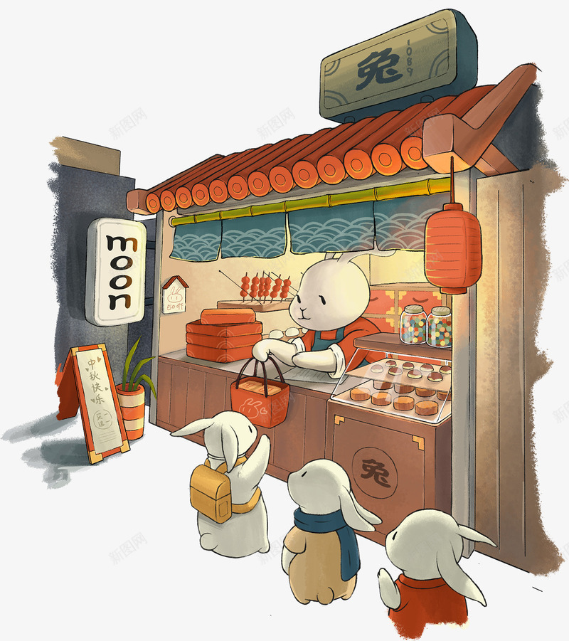 买月饼的兔子png免抠素材_新图网 https://ixintu.com 中秋 兔子 可爱 新年兔子 月饼