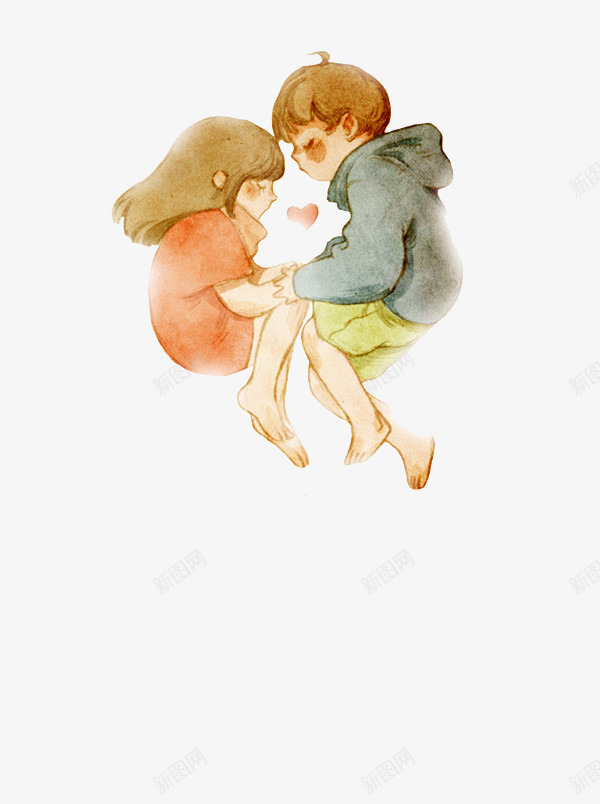 相爱的情侣png免抠素材_新图网 https://ixintu.com 儿童插画 卡通 卡通插画 小女孩 小男孩 手绘 相恋 童话故事