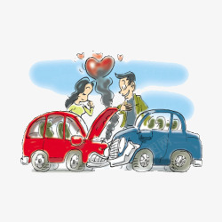 撞车遇见的爱情插图素材