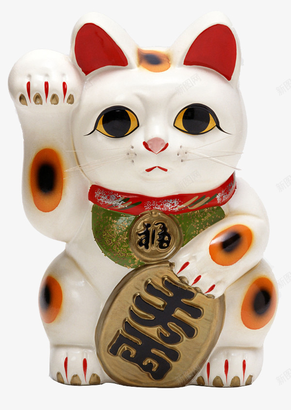 招财猫特写png免抠素材_新图网 https://ixintu.com 产品实物 招财猫 招财进宝 特写 白色