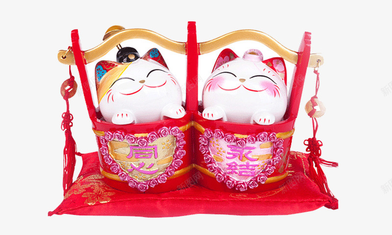 实物喜庆猫咪装饰婚礼甜品台png免抠素材_新图网 https://ixintu.com 喜庆婚礼甜品台 婚礼甜品台 实物 永结同心 猫咪装饰品 红色 装饰品摆件