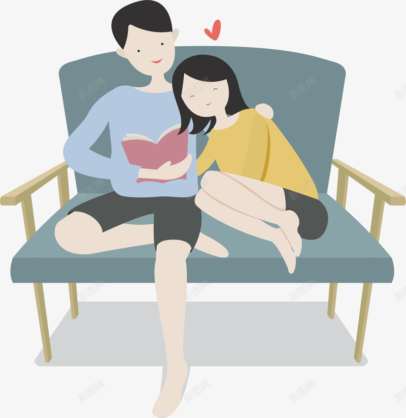 浪漫情侣读书png免抠素材_新图网 https://ixintu.com 书本 情侣 爱心 爱情 读书的人