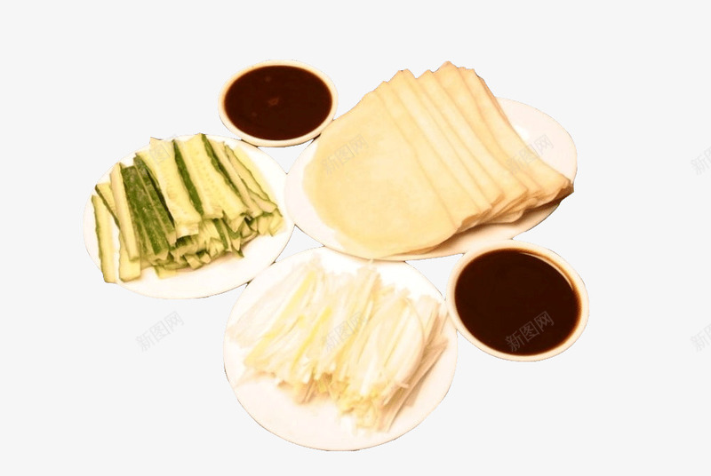 老北京烤鸭果柴烤鸭精美摆盘春卷png免抠素材_新图网 https://ixintu.com 产品实物 味道 烤鸭 白色 老北京 老北京烤鸭 老北京烤鸭果柴烤鸭精美摆盘春卷葱丝烤鸭免费下载 葱丝黄花丝 蘸酱 配菜