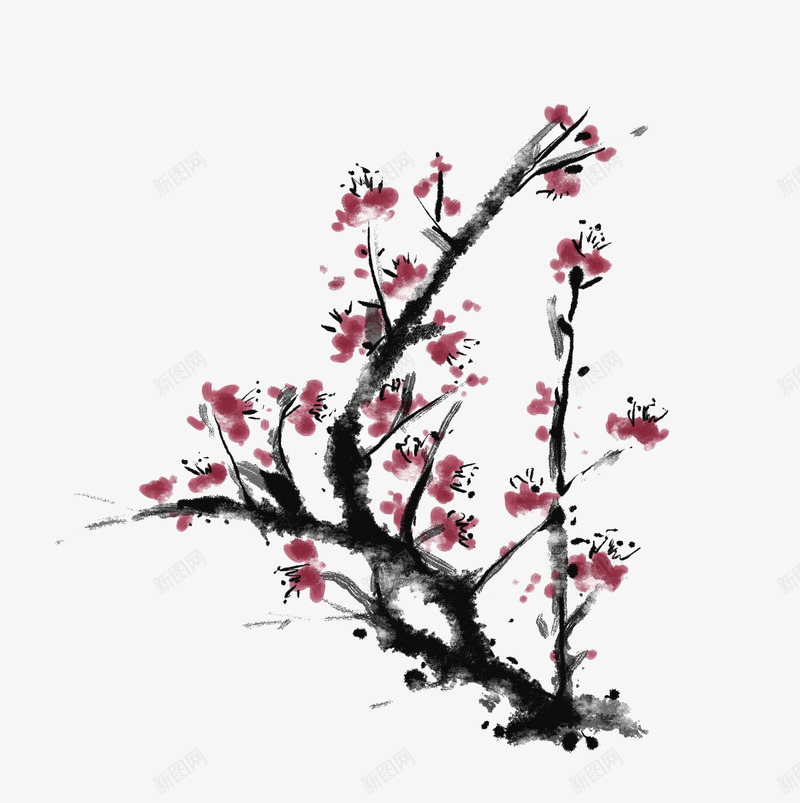 四君子梅花枝头图png免抠素材_新图网 https://ixintu.com 四君子 梅花 梅花枝头 植物 水彩画 装饰图案 鲜花