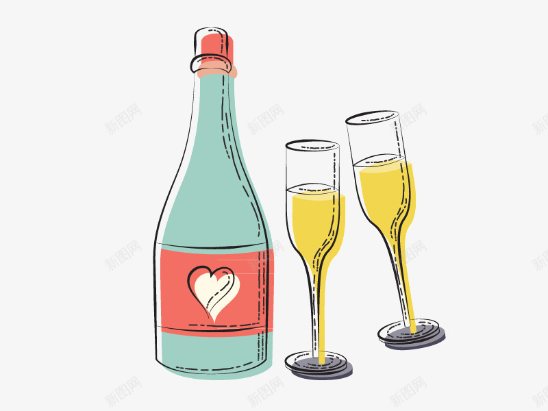爱情酒杯矢量图ai免抠素材_新图网 https://ixintu.com 卡通 爱情 素材 酒杯 矢量图