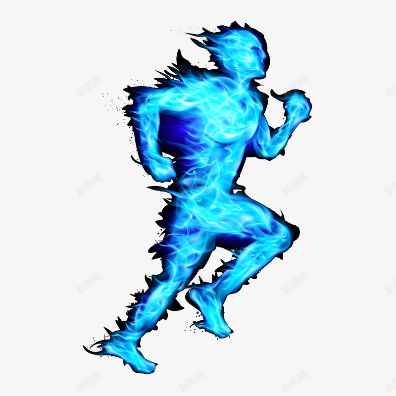 奔跑的蓝色火人矢量图ai免抠素材_新图网 https://ixintu.com 奔跑 火人 蓝色 运动 矢量图
