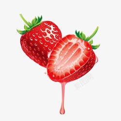水彩新鲜手绘草莓插画高清图片