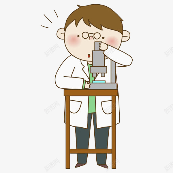卡通做实验的男人png免抠素材_新图网 https://ixintu.com 卡通 工作的 帅气的 显微镜 桌子 男人 认真的