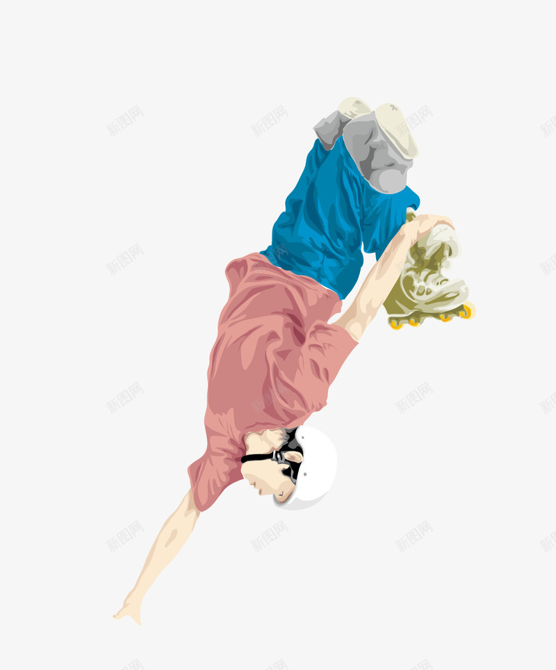 滑直排轮的男生矢量图eps免抠素材_新图网 https://ixintu.com 安全帽 男生 直排轮 运动 矢量图