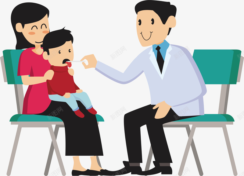 卡通儿科医生与病人插画矢量图ai免抠素材_新图网 https://ixintu.com 儿科医生与病人 卡通 听诊器 女孩 女护士 奶瓶 婴儿 护士 插画 玩具熊 男医生 男孩 矢量图