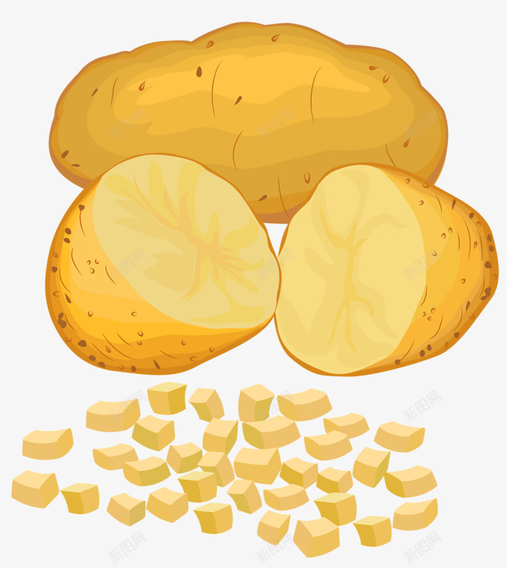 卡通动漫png免抠素材_新图网 https://ixintu.com 土豆 土豆块 棕色 食物