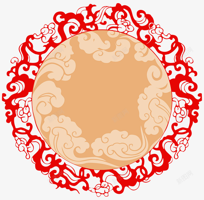 中秋的月亮与纹样装饰png免抠素材_新图网 https://ixintu.com 中秋 中秋的月亮 祥云 纹样 边缘纹样