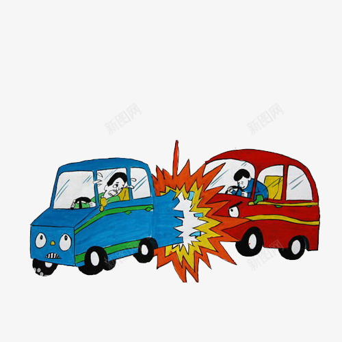 撞车事故png免抠素材_新图网 https://ixintu.com 交通事故 卡通 塞车 插图 撞车