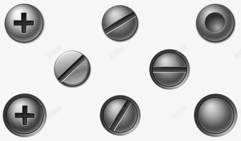 灰色简约螺丝png免抠素材_新图网 https://ixintu.com 一字螺丝刀 十字螺丝刀 螺丝刀 螺纹 装饰图案 银色螺丝