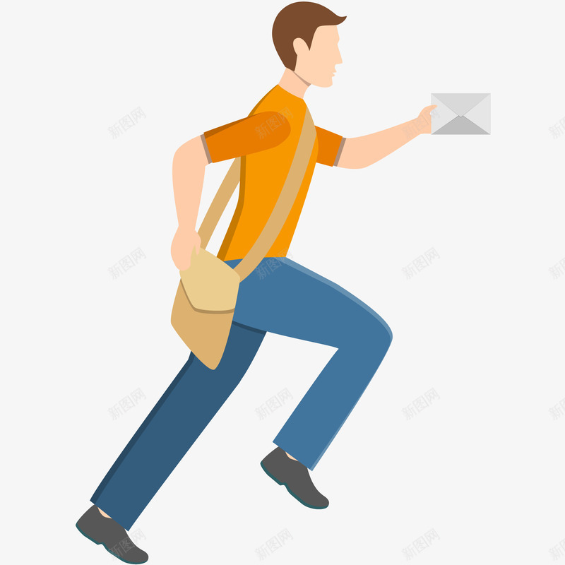 邮递员送信插画矢量图ai免抠素材_新图网 https://ixintu.com 信件 免抠PNG 分信 单肩包 奔跑 矢量图 邮递员 邮递员送信矢量插画