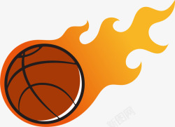 橙色燃烧火焰篮球素材