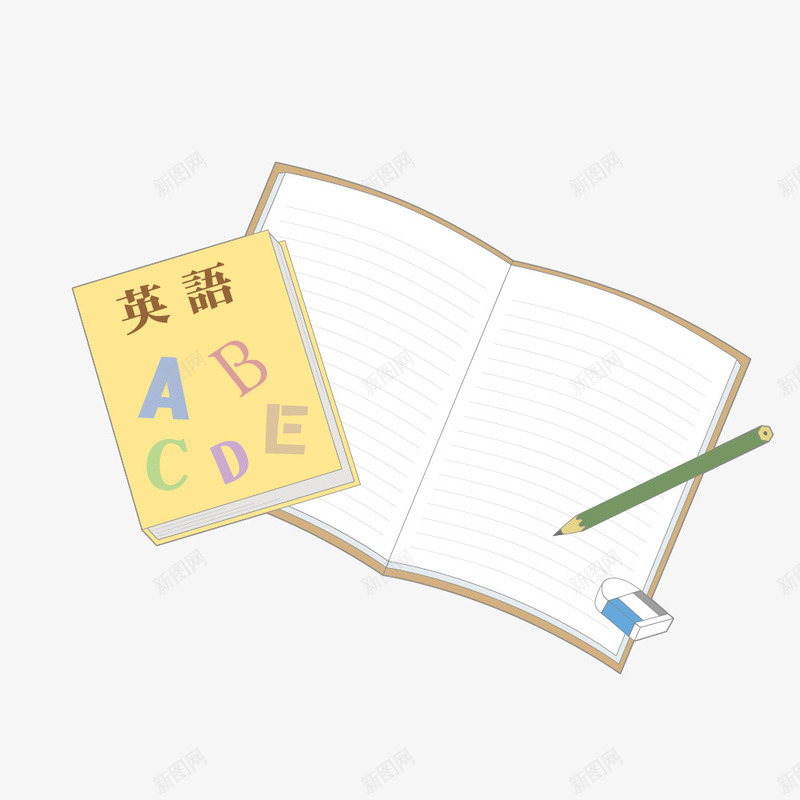 卡通英语书本和铅笔png免抠素材_新图网 https://ixintu.com 书本 书籍 卡通 学习 简图 英语书 铅笔 阅读