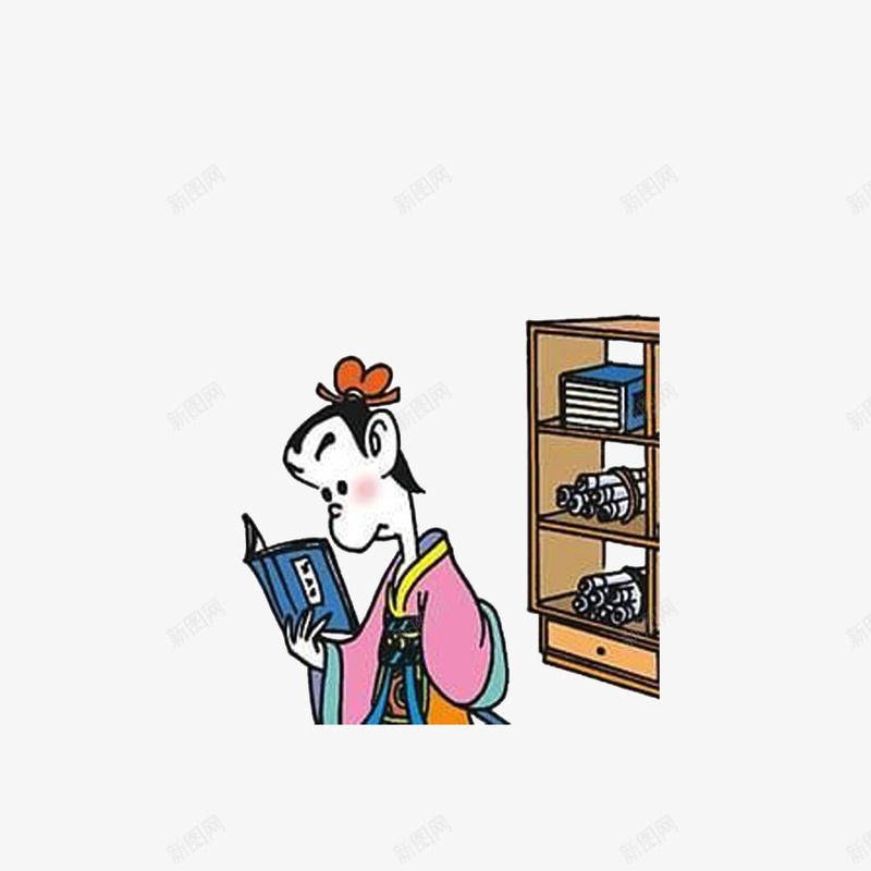 卡通看书思考问题的古代男子png免抠素材_新图网 https://ixintu.com 古人看书 古代书柜 古代柜子 古代男子 看书思考