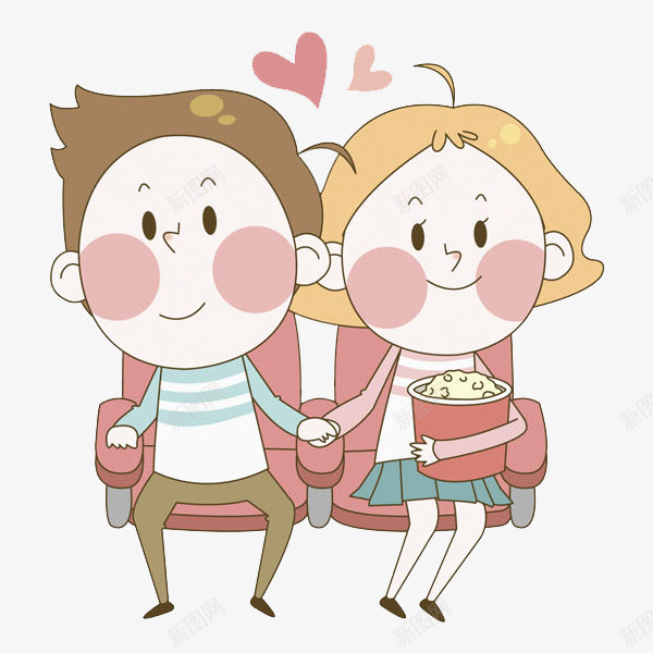 看电影场景png免抠素材_新图网 https://ixintu.com 恋爱 手绘 爆米花 爱心 牵手 甜蜜 短发男孩 金发女孩