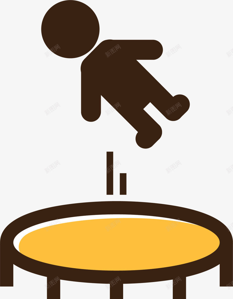 黄色扁平蹦床小人png免抠素材_新图网 https://ixintu.com 健康 健身房 弹簧床 弹跳床 强身健体 火柴人 蹦床 运动健身