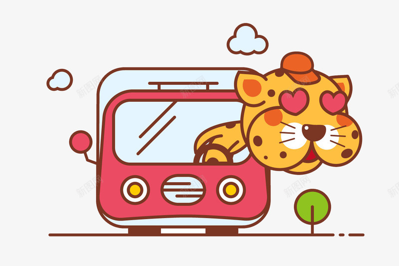 在开车探头的花豹png免抠素材_新图网 https://ixintu.com 交通安全 卡通花豹 开车 探头 花豹