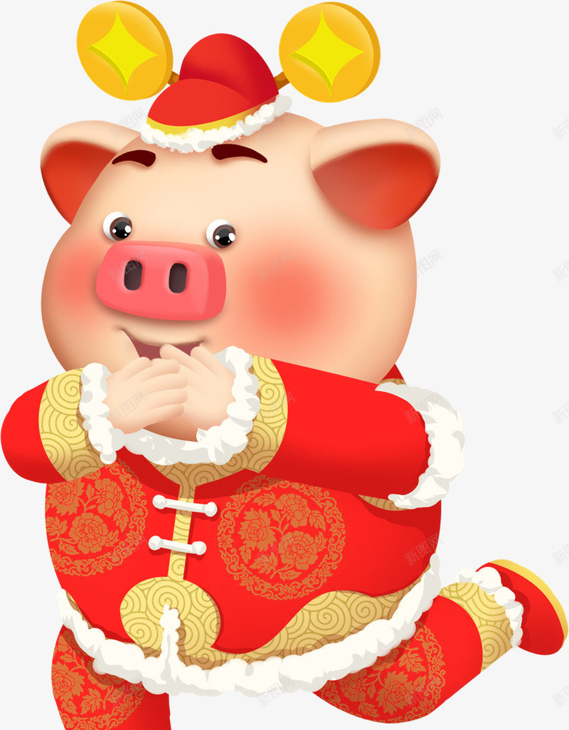 2019财神猪生肖猪喜庆png免抠素材_新图网 https://ixintu.com Q版猪 元旦 喜庆猪 拜年 猪 财神猪 财神送财 金币